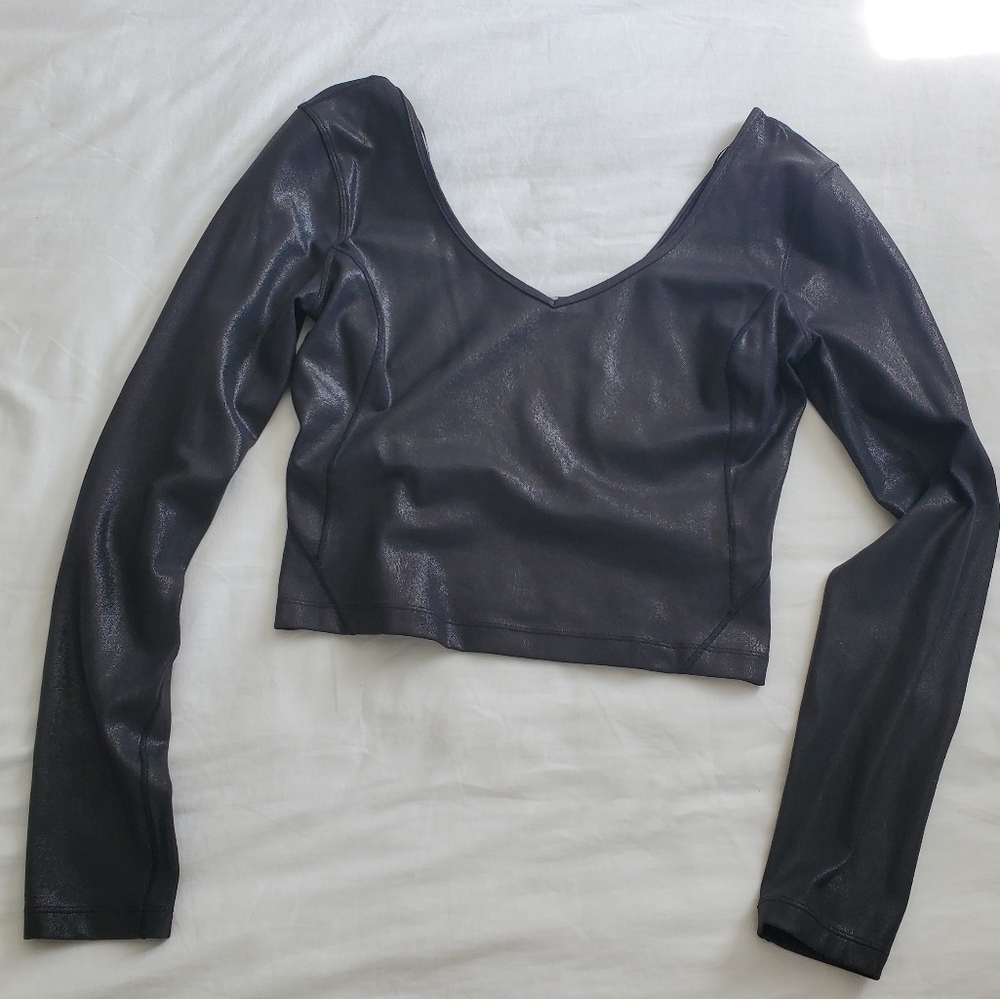 Lululemon Align Shine Crop Longsleeve Top Black S - Picture 6 of 6